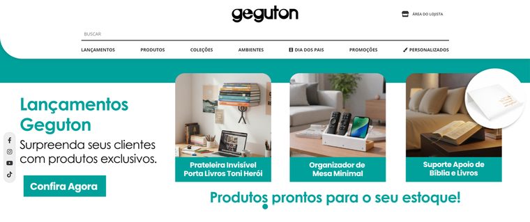 Topo da home atual: banner de imagem sem texto, sem promessa e sem caminho pro lojista