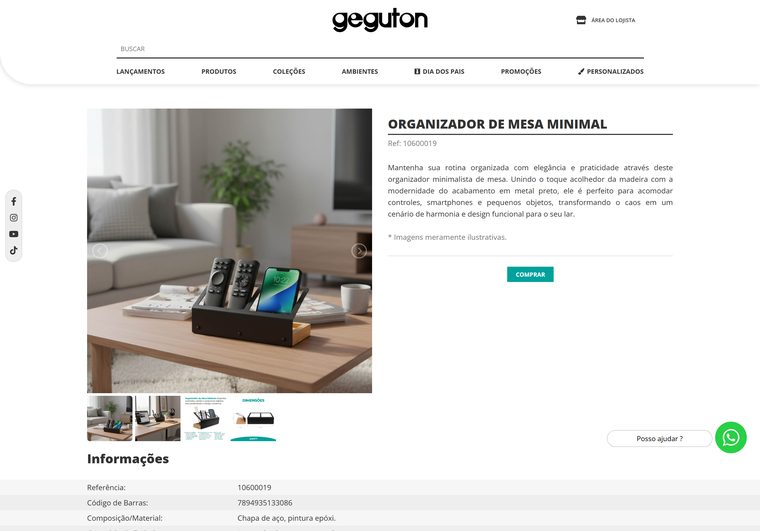 Ficha de produto atual: foto e descrição, sem preço de atacado, múltiplo, prazo ou botão de comercial
